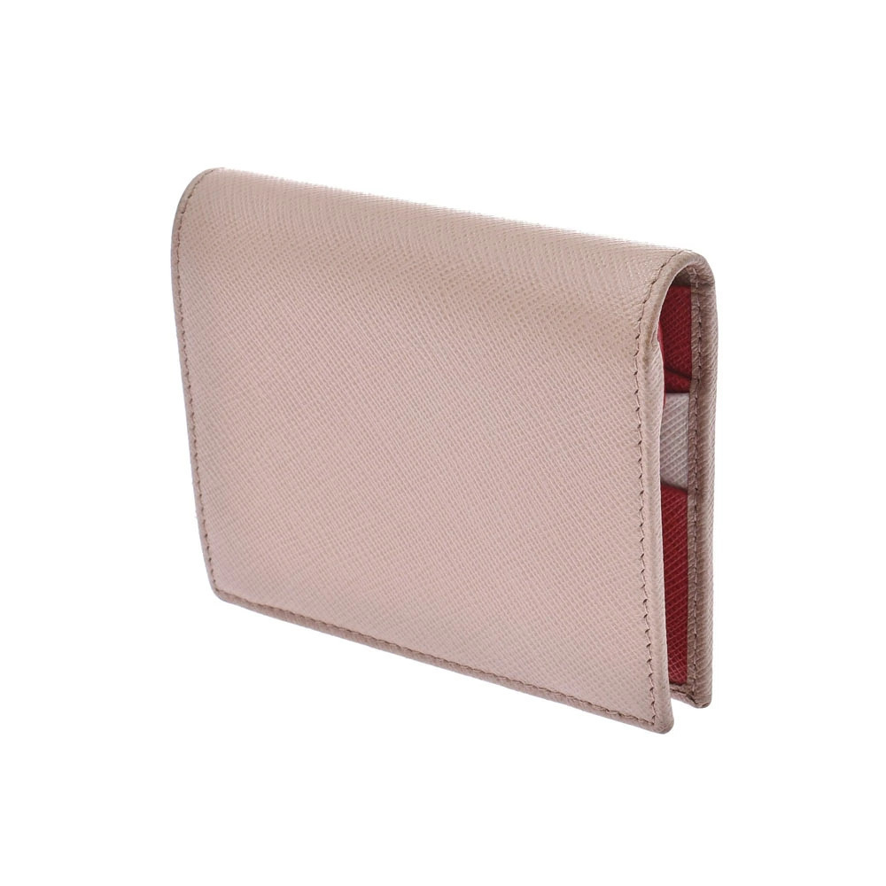 Prada Bi fold Wallet Beige Saffiano Tan